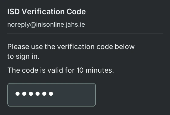 Email with the sign-in code